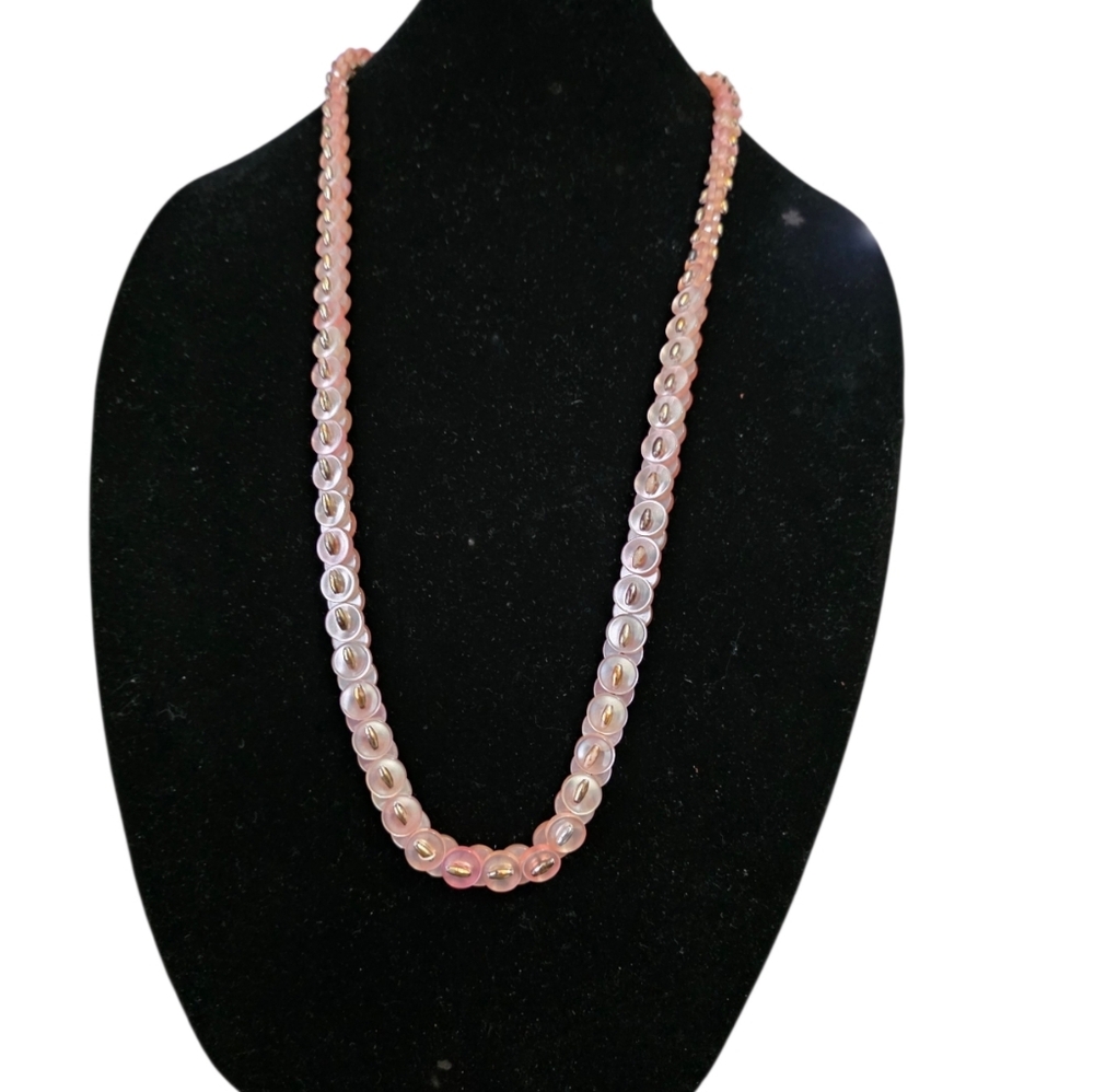 Vintage Studio Art Button Pink Pullover Neckl